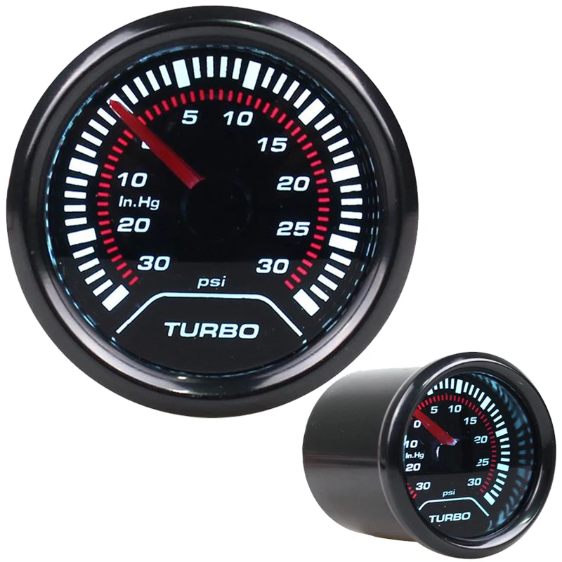 Turbo Boost Gauge 52 мм 2 дюйма белый светодиод прозрачные линзы автомобиля-30-30 фунтов/кв. дюйм Тахометр датчики давления воздуха для универсального автомобиля manometro