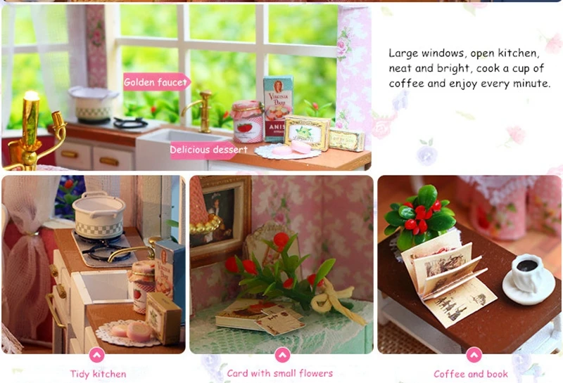 Diy Миниатюрный Кукольный дом включает мебель 3D деревянная головоломка Строительная модель Кукольный домик для подарков на день рождения игрушки принцесса домик