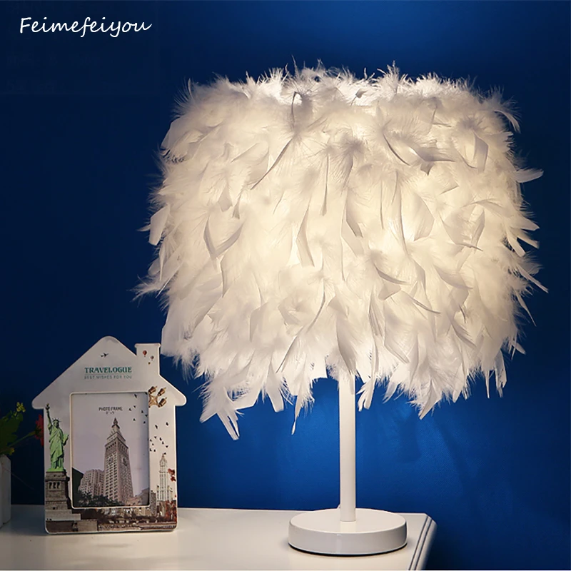 Feimefeiyou Modern Creative Feather Lamp E27 Table Lamp For Baby Kids