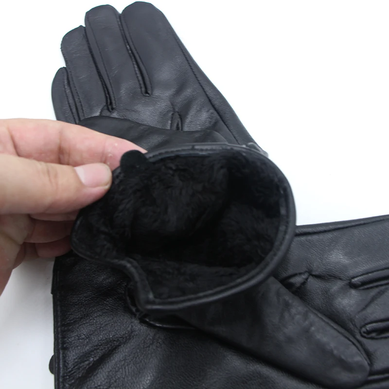 Высококачественные теплые зимние перчатки из натуральной овчины Женские варежки Модные кожаные перчатки CP-04
