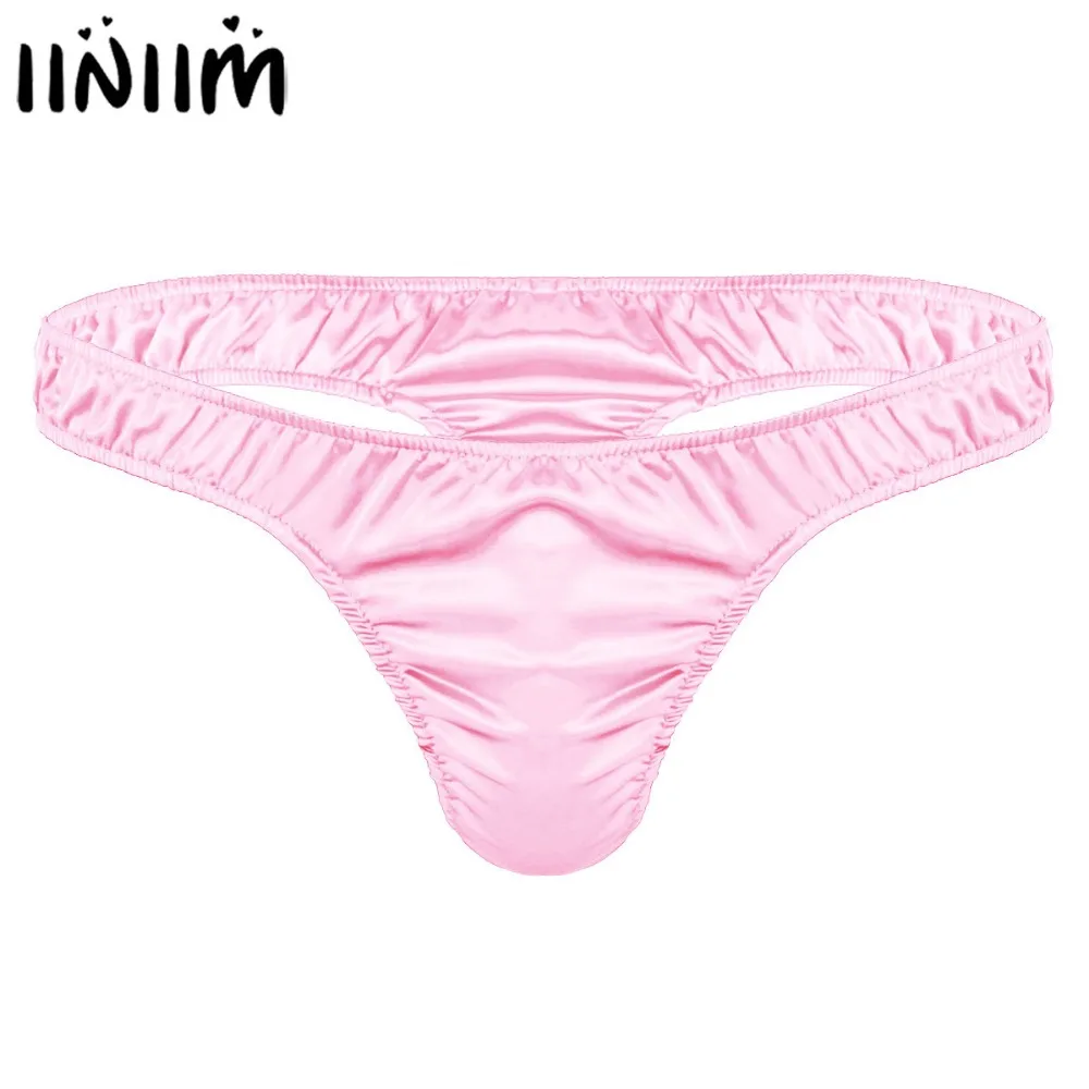 

Mens Sexy Lingerie Jockstraps Soft Shiny Ruffled Low Rise Bikini Underwear Gay Panties Slip Hommes Sissy Pouch Underpants