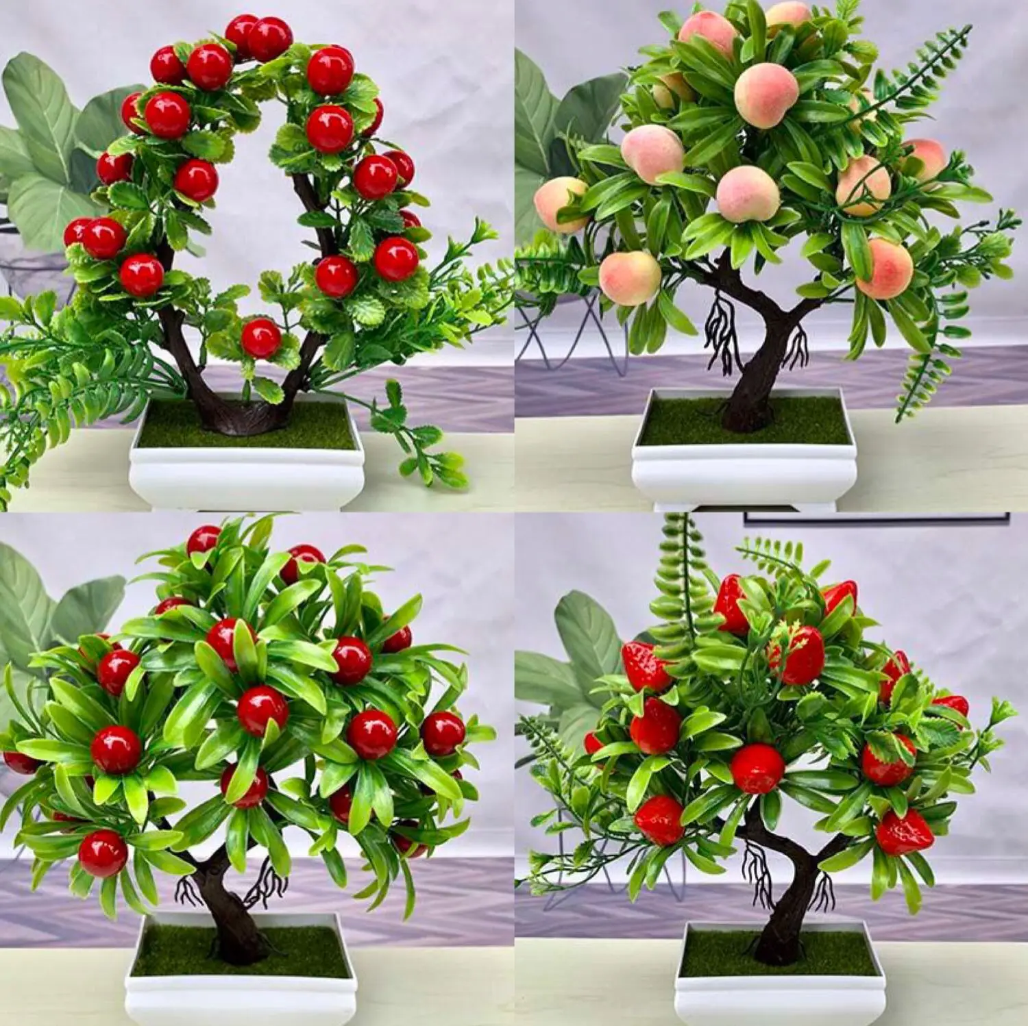 HB 1Pcs Artificial Fruit Tree Fake Garden Plant Miniascape Flower Home Decor DI 