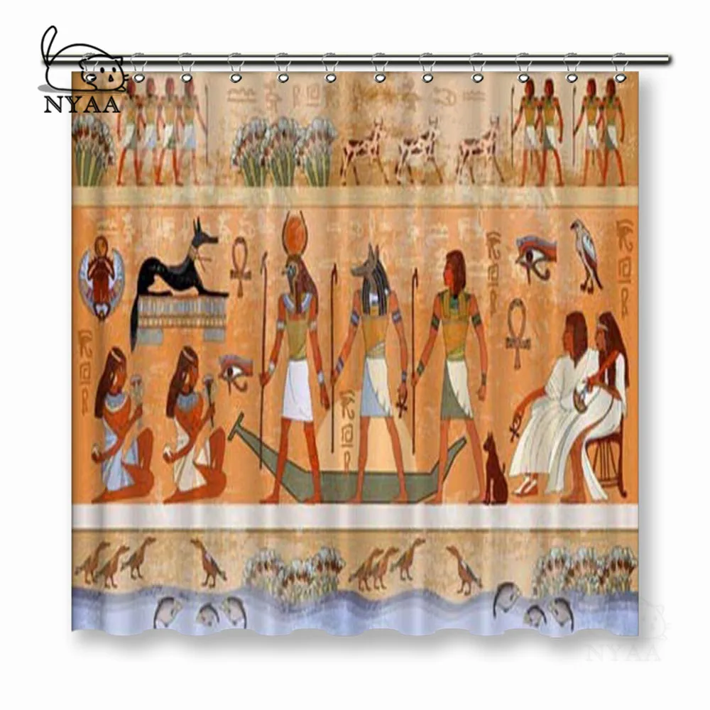 

NYAA Ancient Egypt Scene Mythology Shower Curtains Egyptian Gods Waterproof Polyester Fabric Bathroom Curtains For Home Decor