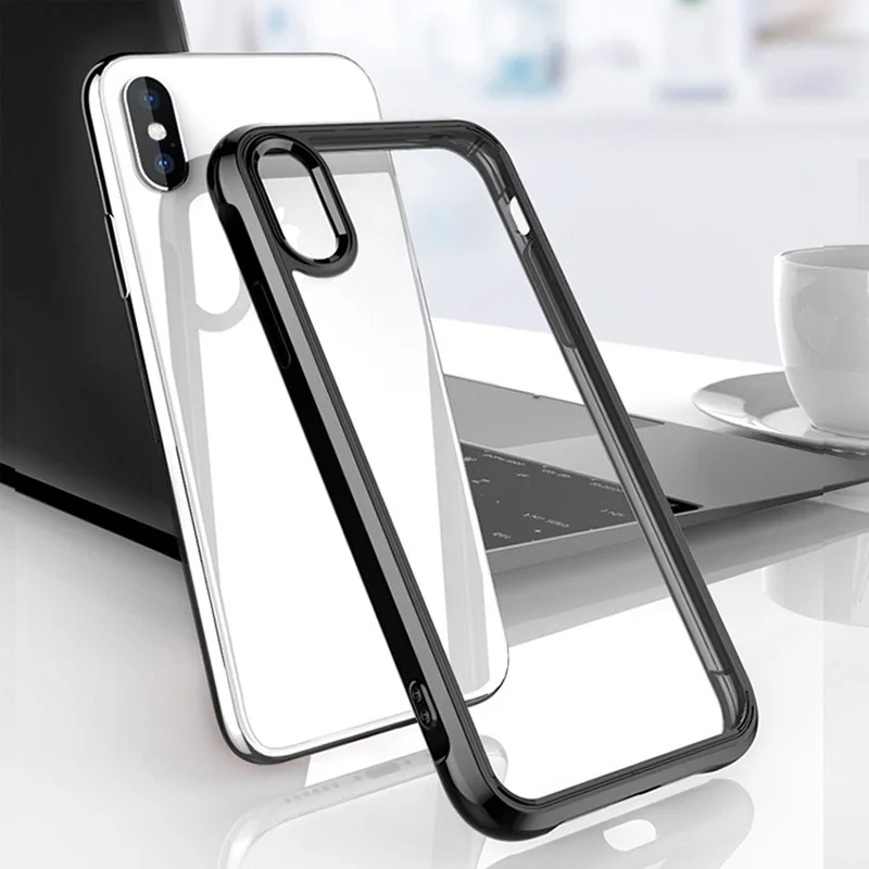 Прозрачный противоударный чехол для телефона iPhone X XR XS Max 7 Plus 8 жесткий