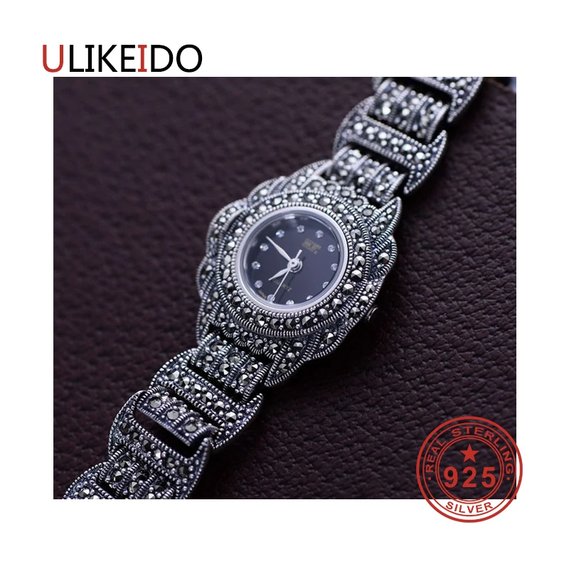 

100% Pure 925 Sterling Silver Watch Men Fashion Hand Chain For Women Thai Silver Jewelry Charm Bracelet Homme 1509