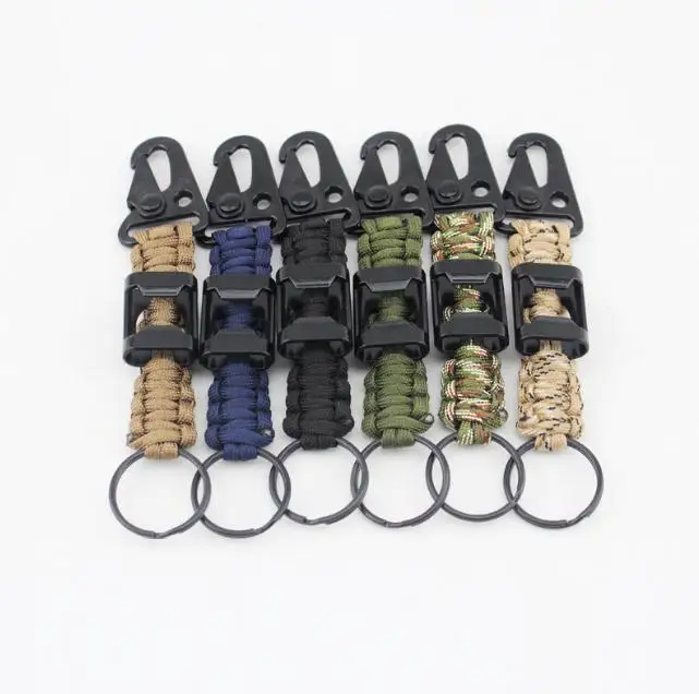 Wholesale 100pcs/lot 550 Paracord Lanyard Carabiner Keychain Keyring