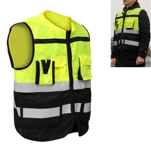 Alta visibilidade segurança reflexiva colete bolsos design reflexivo colete ao ar livre segurança tráfego ciclismo wear