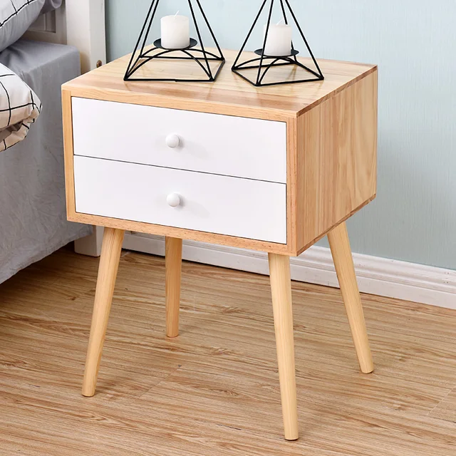 Nordic solid wood legs bedroom bedside table side Japanese style