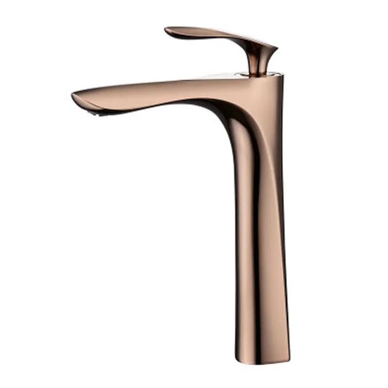 

New Rose Gold Cool and Hot Water Table Bathroom Washing Pot and Faucet