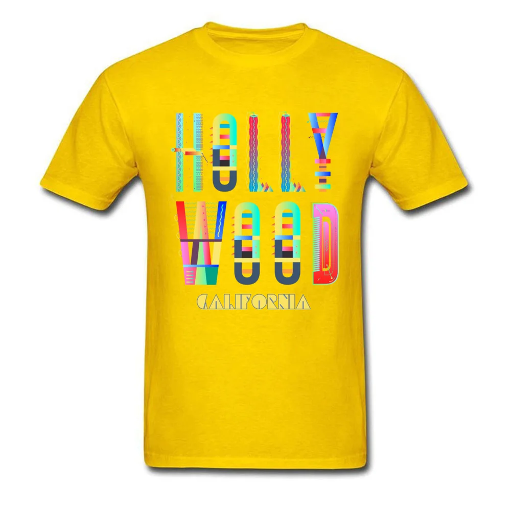 Slim Fit Leisure T Shirts Fitted Mother Day Short Sleeve Round Collar Tees Pure Cotton Men cosie Tee Shirts Wholesale Hollywood California funky artsy colorful fun souvenir design yellow