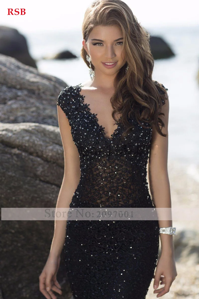  2016 New Arrival Elegant Prom Dress Floor-Length Sleeveless V-Neck Mermaid Lace Vestido de Festa Custom Made Hot Sale Popular 