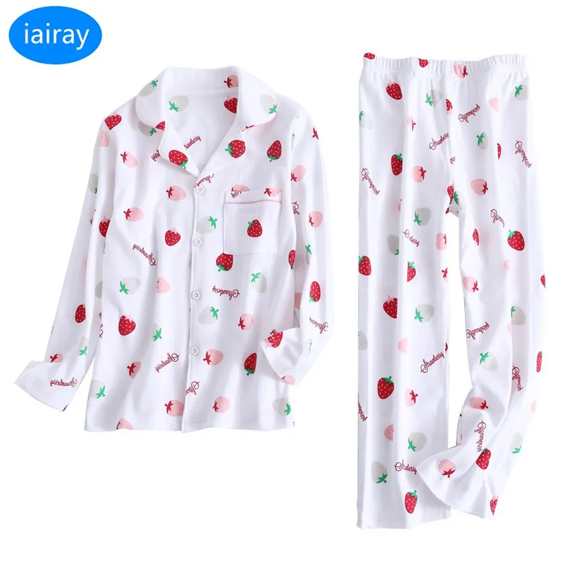 

girls pajama set child sleepwear christmas pajamas for girls 100% cotton fabric casual nightwear cherry print sleep shirt pants