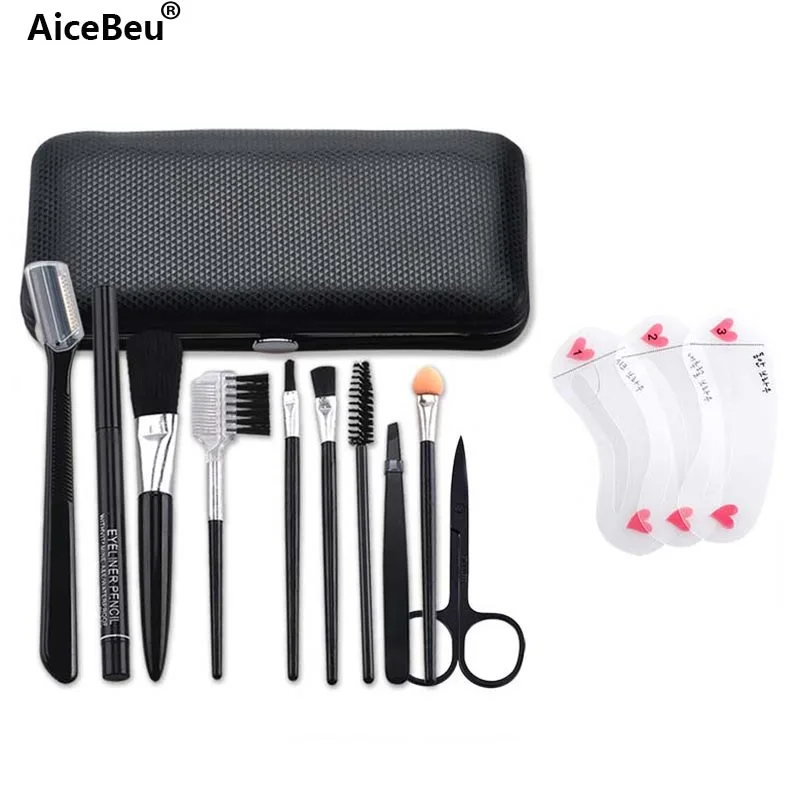 

AiceBeu Basic 10 in 1 Facial Cosmetic Tool Set Makeup Brushes Eyeshadow Powder brush and Eyebrow tool