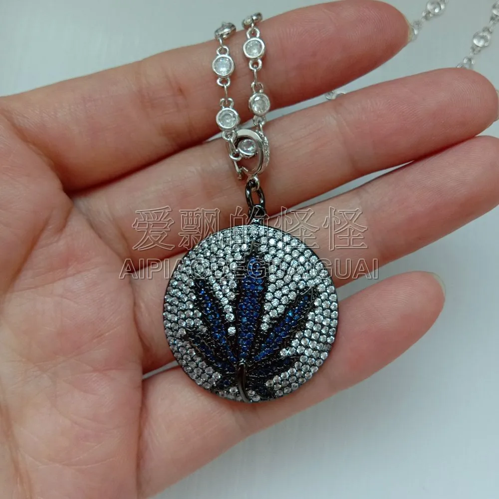 N053111 1" 17" Micro Pave Cz кленовые листья кулон орудийный метал цепь цепочки и ожерелья