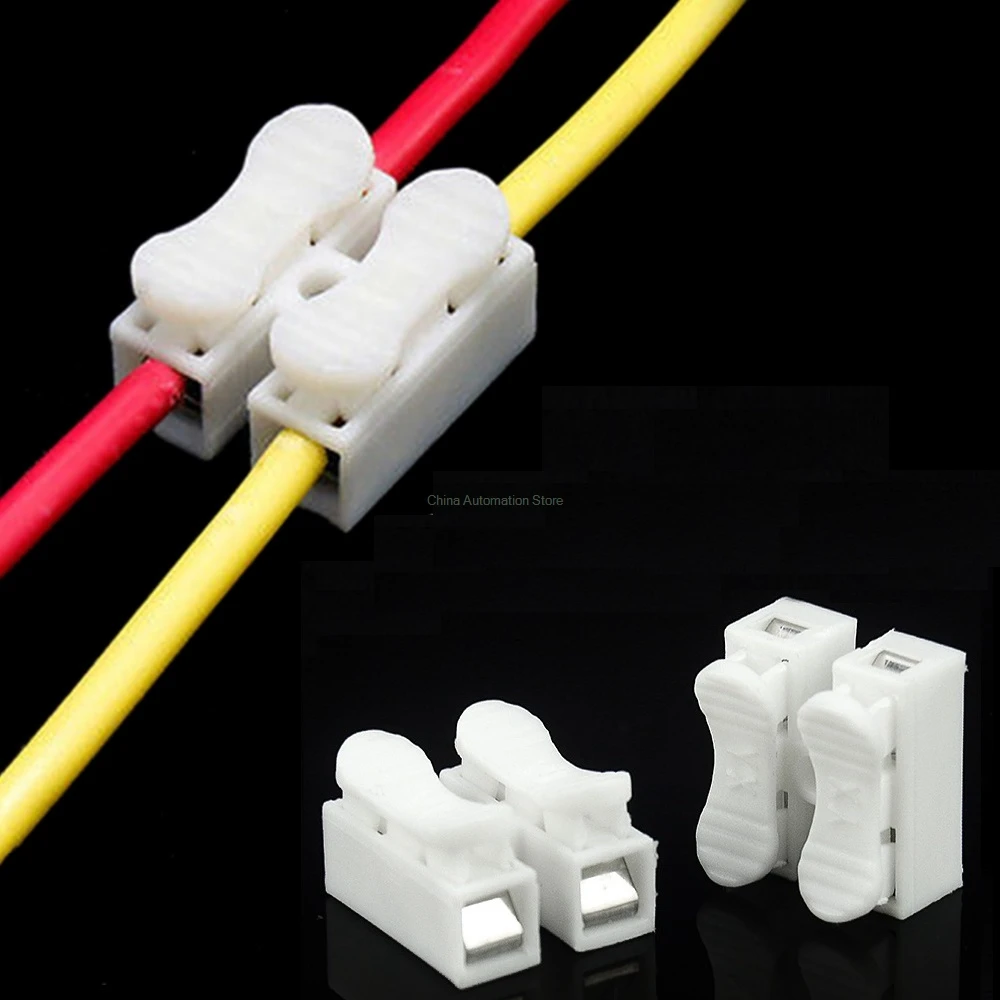 50pcs/lot 2p Spring Connector Wire With No Welding Screws Quick