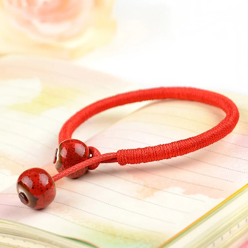Женские счастливые браслеты из бисера, красная веревка, керамические браслеты и браслеты, мужские аксессуары ручной работы, ювелирные изделия для влюбленных