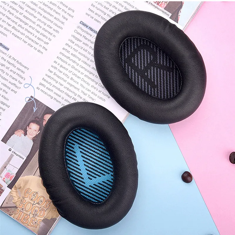 Sheepskin Leather Replacement Memory Foam Earpads for BOSE QC2 QC15 AE2 i QC25 QC35 Headphones Ear Pads Cushions Plastic Stick