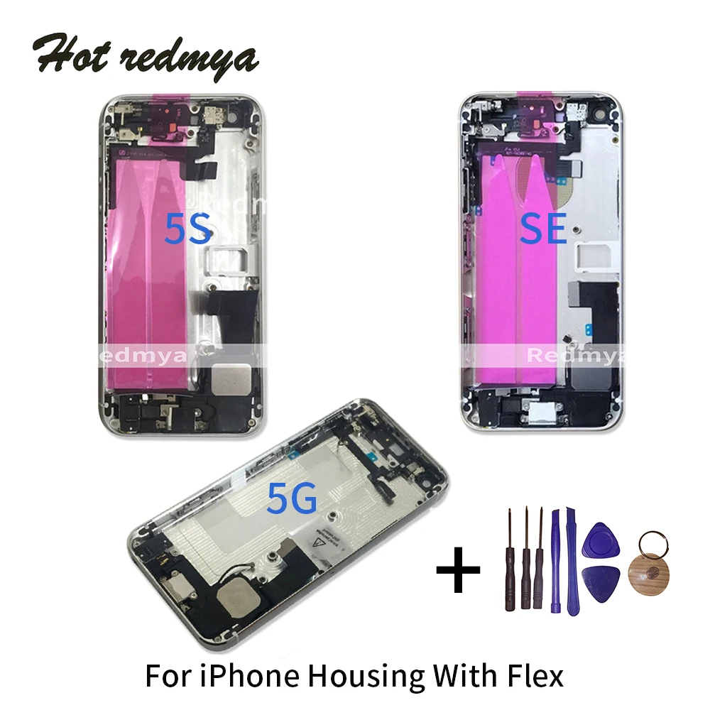 

se Back Middle Frame Chassis Full Housing For iphone 5G 5S SE Assembly Battery Cover Door Rear with Flex Cable Repair Parts