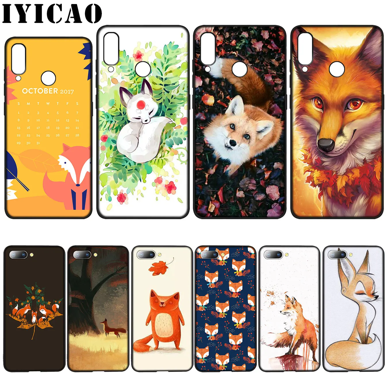

IYICAO Fox In Autumn leaves forest Silicone Soft Case for Huawei Y7 Y6 Prime Y9 2018 Honor 8C 8X 8 9 10 Lite 6A 7C 7X 7A Pro