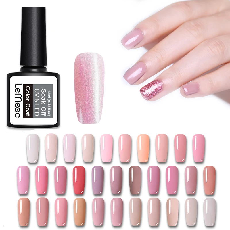 

LEMOOC 12ml Gel Nail Polish 229 Pure Colors Gray Series Soak Off Manicure UV Gel Varnish DIY Nail Art Lacquer