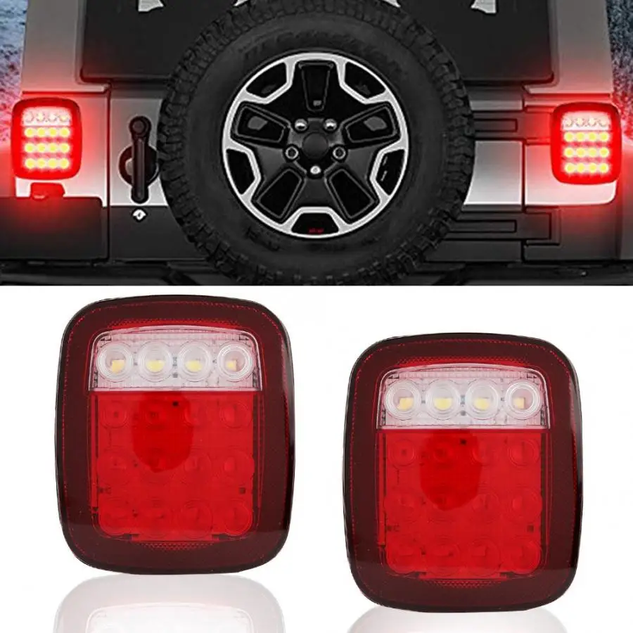 

2PCS 12V 16LEDs Super Bright Car Truck Trailer Tail Light Brake Light Lamp Car Styling Red White Color LED Indicator Tail Light