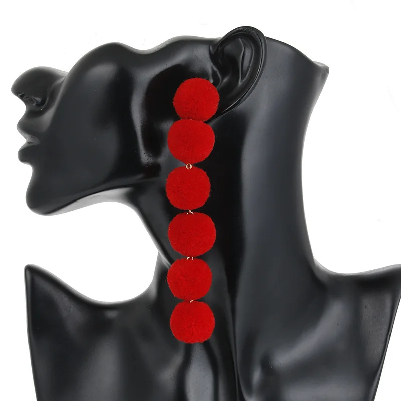 YAAYOO 3 цвета Гипербола Длинный кисточкой Бал серьги падения Длинные Висячие для