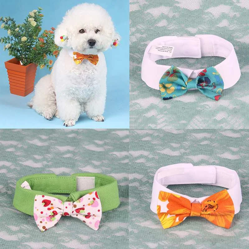 

Cute Printed Pet Bow Tie Pet Tethered Floral Bow Dogs Bow Tie Collar Holiday Christmas Grooming Supplies Dog Accessories
