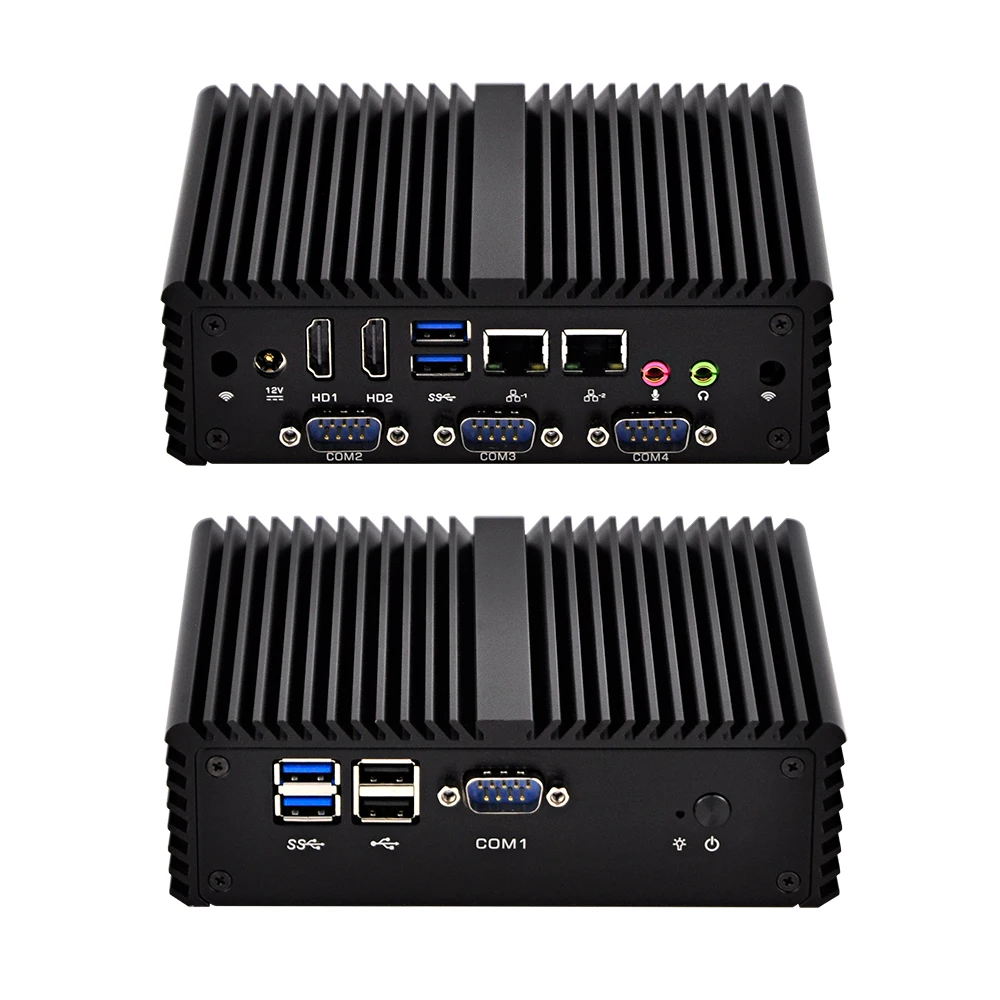 Qotom 4 последовательных порта мини ПК Q450P Q470P Dual Lan Core I7 I5 безвентиляторные X86 SIM 3G/4G