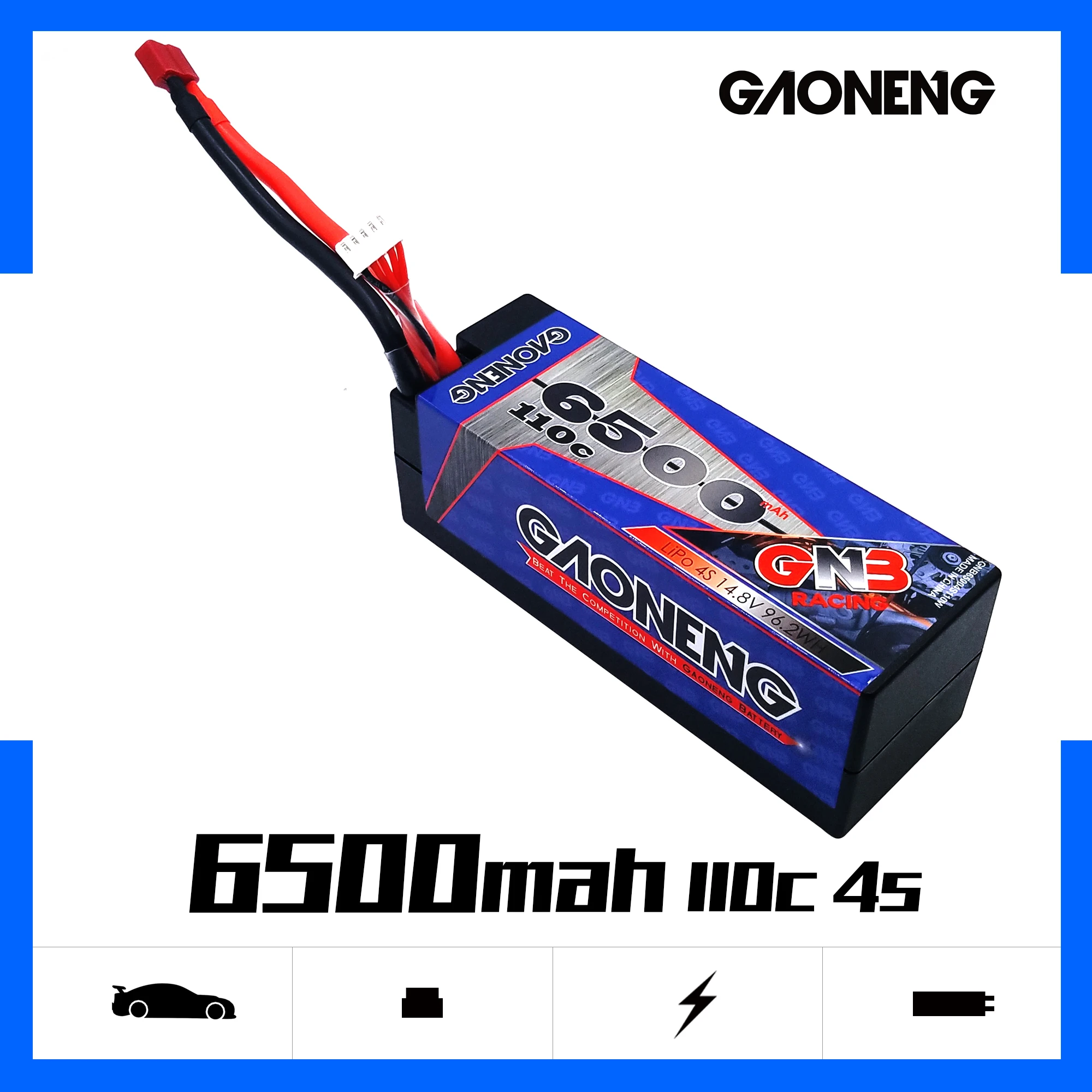 Gaoneng GNB 6500mAh 4S 14,8 V 110C/220C твердый корпус LiPo батарея T Разъем для RC HPI HSP 1/8 1/10 багги RC автомобиль Грузовик Рок Гусеничный