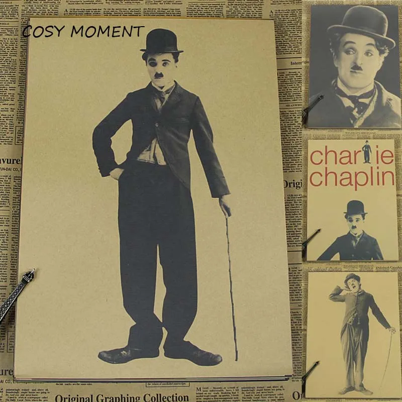 

COSY MOMENT Comedian Charlie Chaplin Posters Classic Nostalgia Kraft Paper Cafe Bar Wall Decorative Painting Poster QT330