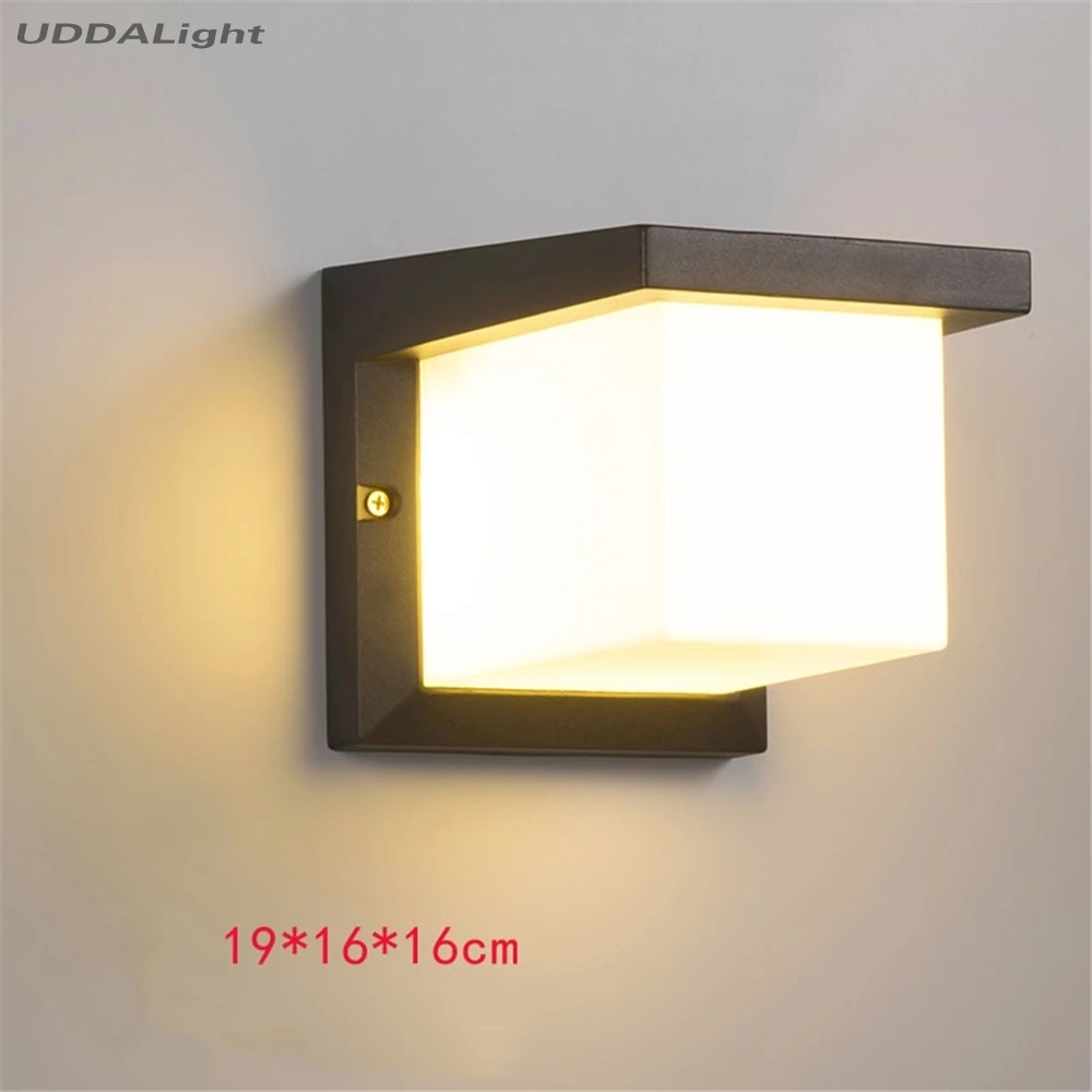 Квадратный черный/серый наружный настенный светильник 10 Вт настенный светильник для сада ip65