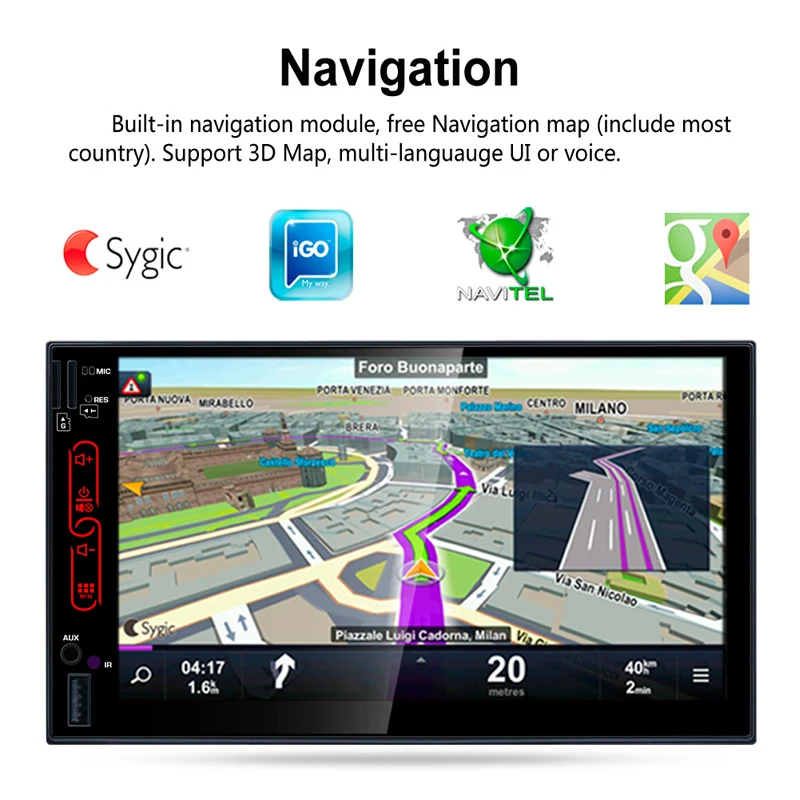 

Handsfree Rear View Recorder 7 Inch Car Multimedia Player Full Touch Screen Machine Quad-core MP5 Dual-spindle Bluetooth Display