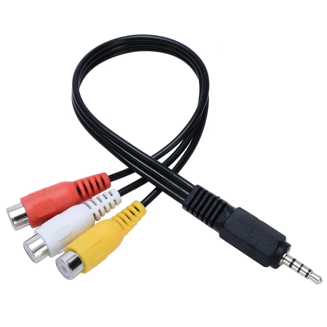Onsale 1pc 3.5mm Mini Aux Male Stereo to 3 RCA Female Audio Video AV Adapter Cable Cord 28cm Mayitr