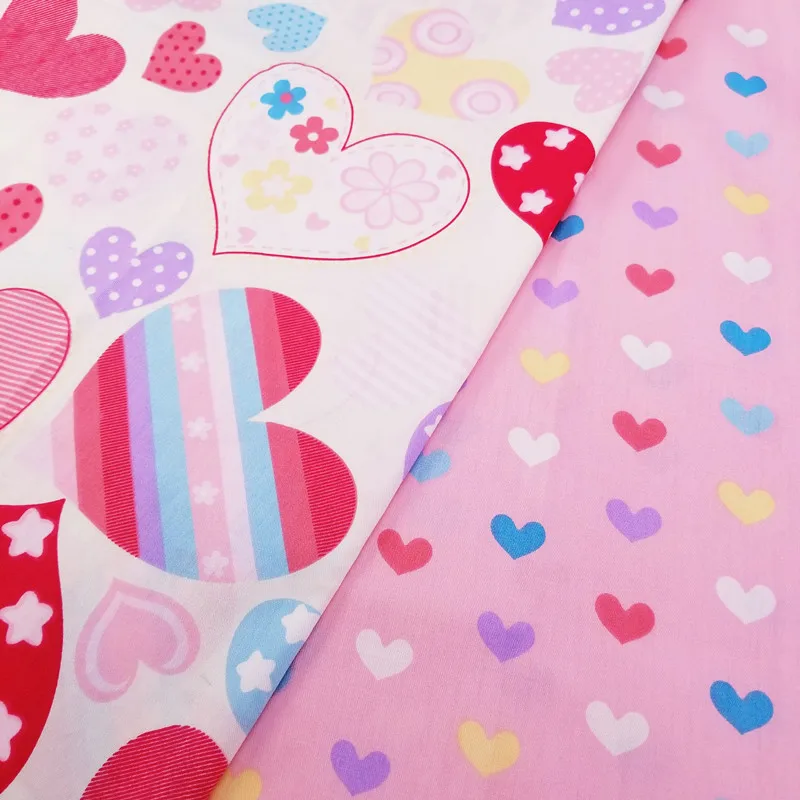 

Heart Printed cotton Fabric Twill Cotton Patchwork Cloth DIY Sewing Quilting Fat Quarters Material For Baby&Child