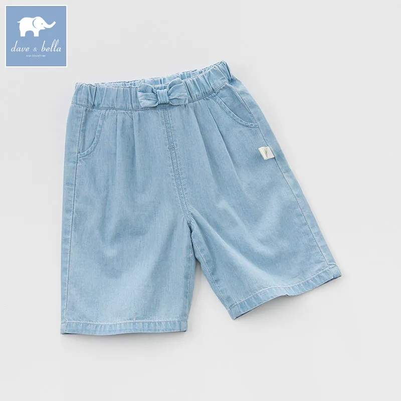 

DB7034 dave bella summer baby girls fashion denim short kids bow pants children boutique clothes