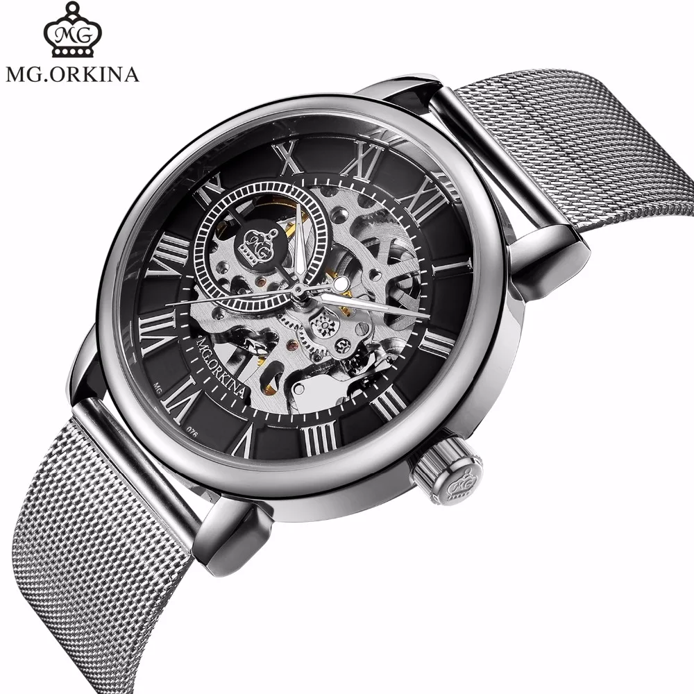 Модные повседневные мужские наручные часы с гравировкой, Роскошные Механические Прозрачные часы с скелетом от ведущего бренда