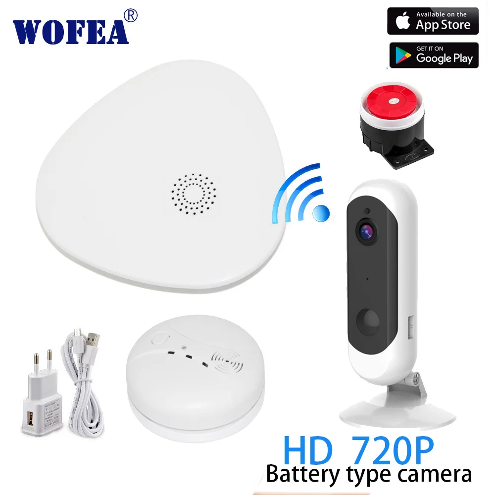 Wofea умная wifi система охранной сигнализации wifi шлюз дымовая сигнализация с видео camare система управления приложением SMS и уведомления о телефонных звонках - Цвет: set 5