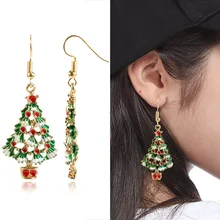 Рождественские серьги сплав праздничные украшения 1 пара серьги в форме рождественской ёлки для женщин металлическая серьга модная Подарочная бижутерия