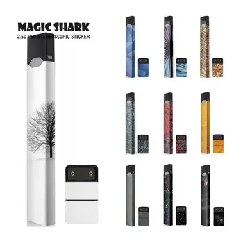 

Magic Shark Imagination Tree Leaf Stereo Sticker Printing Label Skin Film Cigarette Case Cover for Juul 2019 New Arrival
