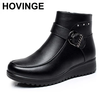 

HOVINGE fashion cotton boots mother comfortable large velvet boots women skid boots ladies cotton shoes