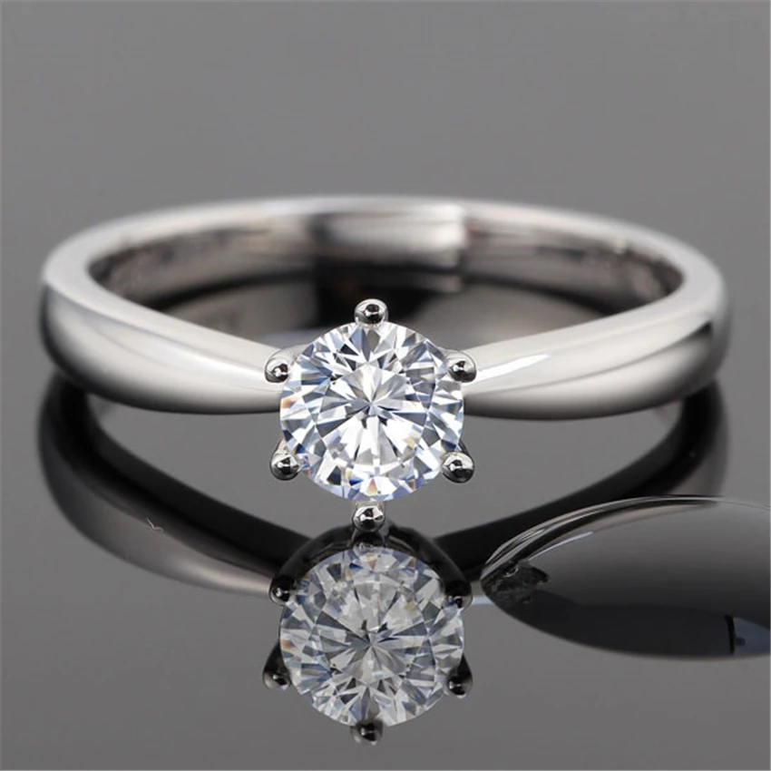 Solitaire Classic 1Ct 6,5 мм с подлинным муассанитом кольцо с бриллиантом Charles& Colvard гарантия кольцо из стерлингового серебра 925