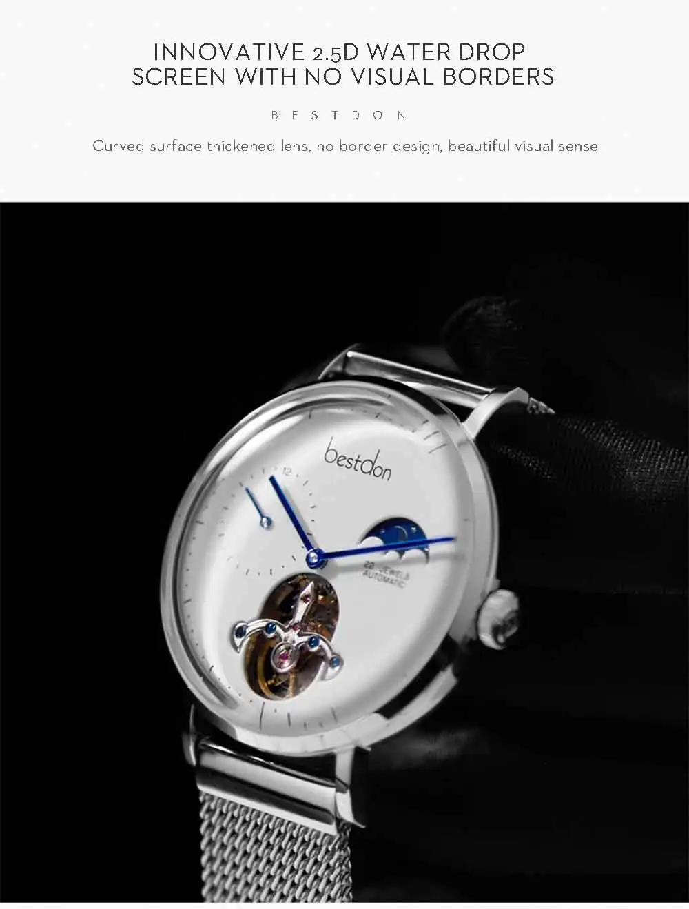 Bestdon деловые часы для мужчин Automatic Tourbillon Скелет Moon Phase наручные часы водостойкие Швейцария Роскошные Брендовые Часы