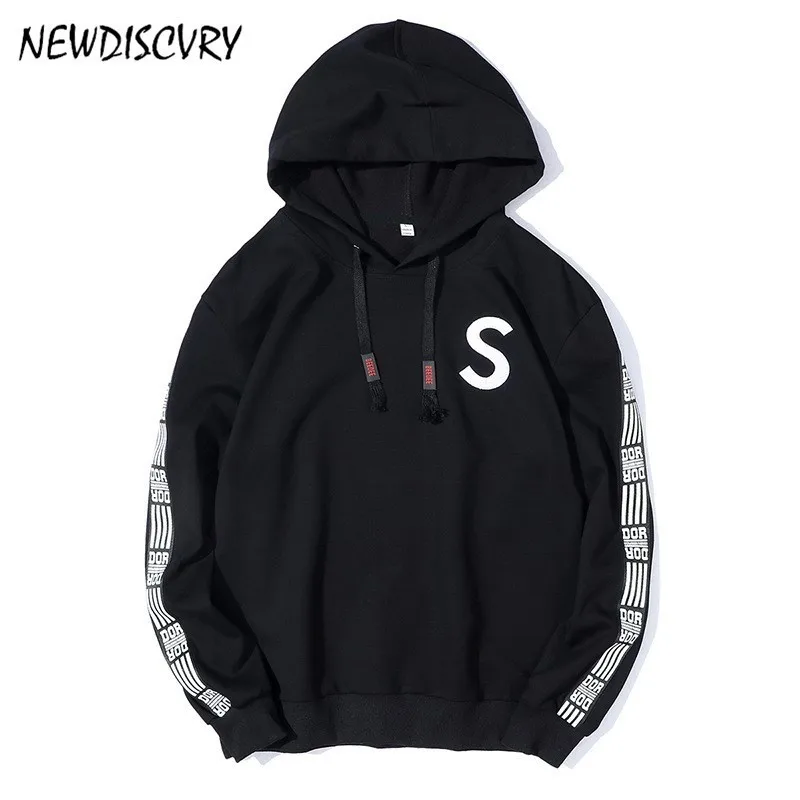 NEWDISCVRY для мужчин свободные S узор толстовки 2018 уличной моды стиль полосатые