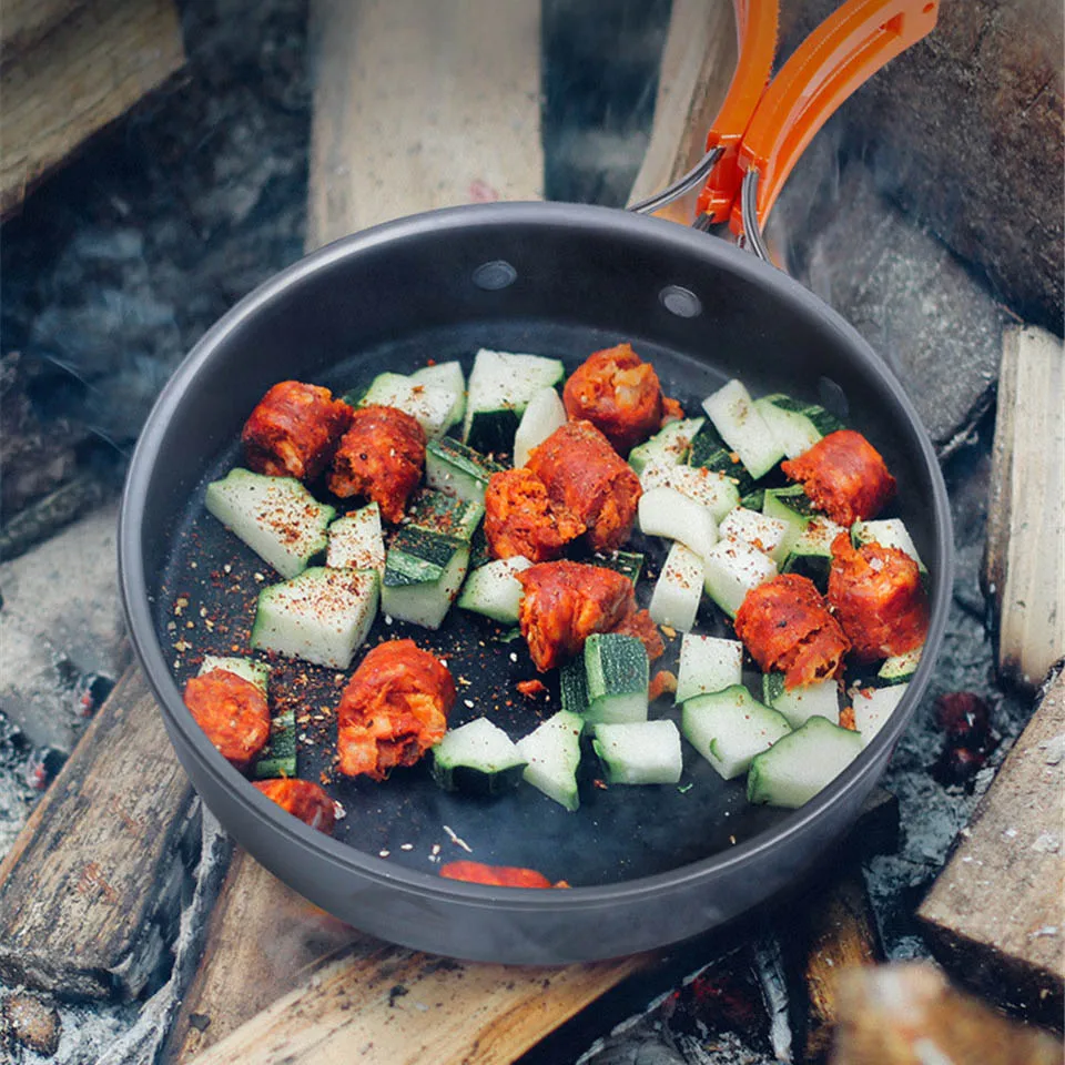 Acampar al aire libre vajilla para Trekking Backpacking cocina Picnic al aire libre Cookware Bowl Pot Pan Set turísticos cocina EG01
