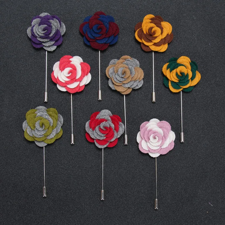 

20 pcs/lot , New Men Rose Felt Flower lapel Stick Brooch Pin Suit Tuxedo Corsage