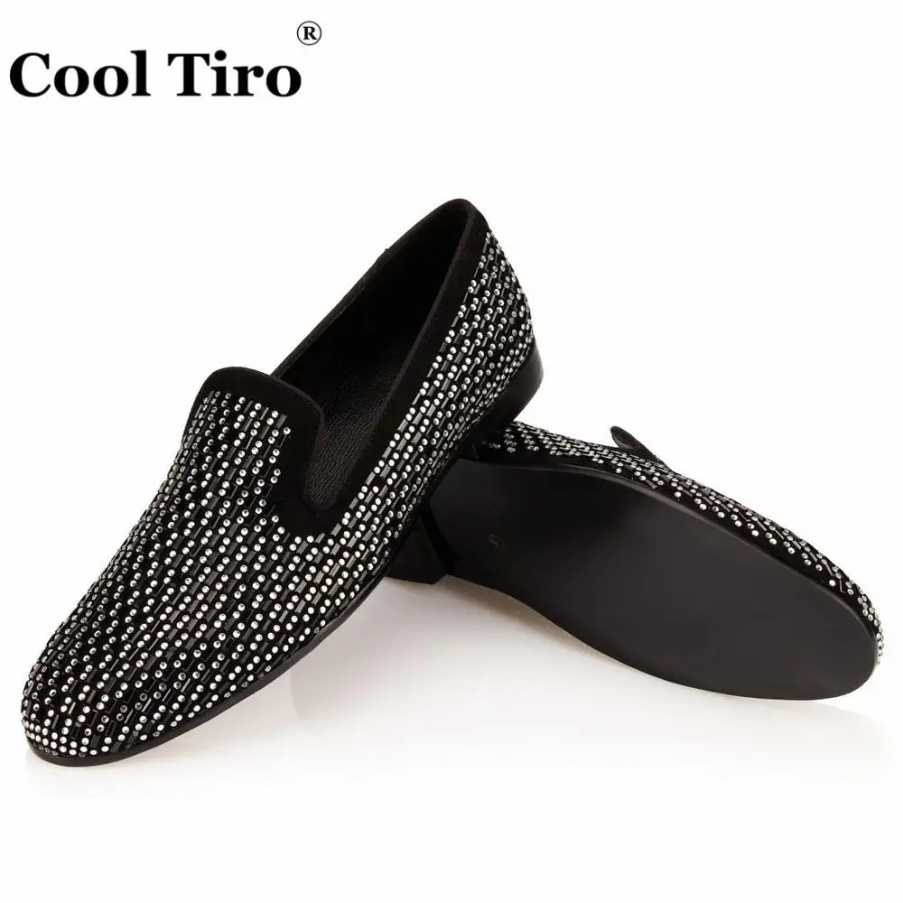 Strass Men Loafers Black Suede Moccasins (3)