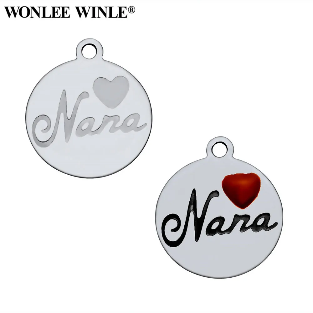 Wonlee Winle DIY 316l нержавеющая сталь любовь Нана круглое очарование подвески для