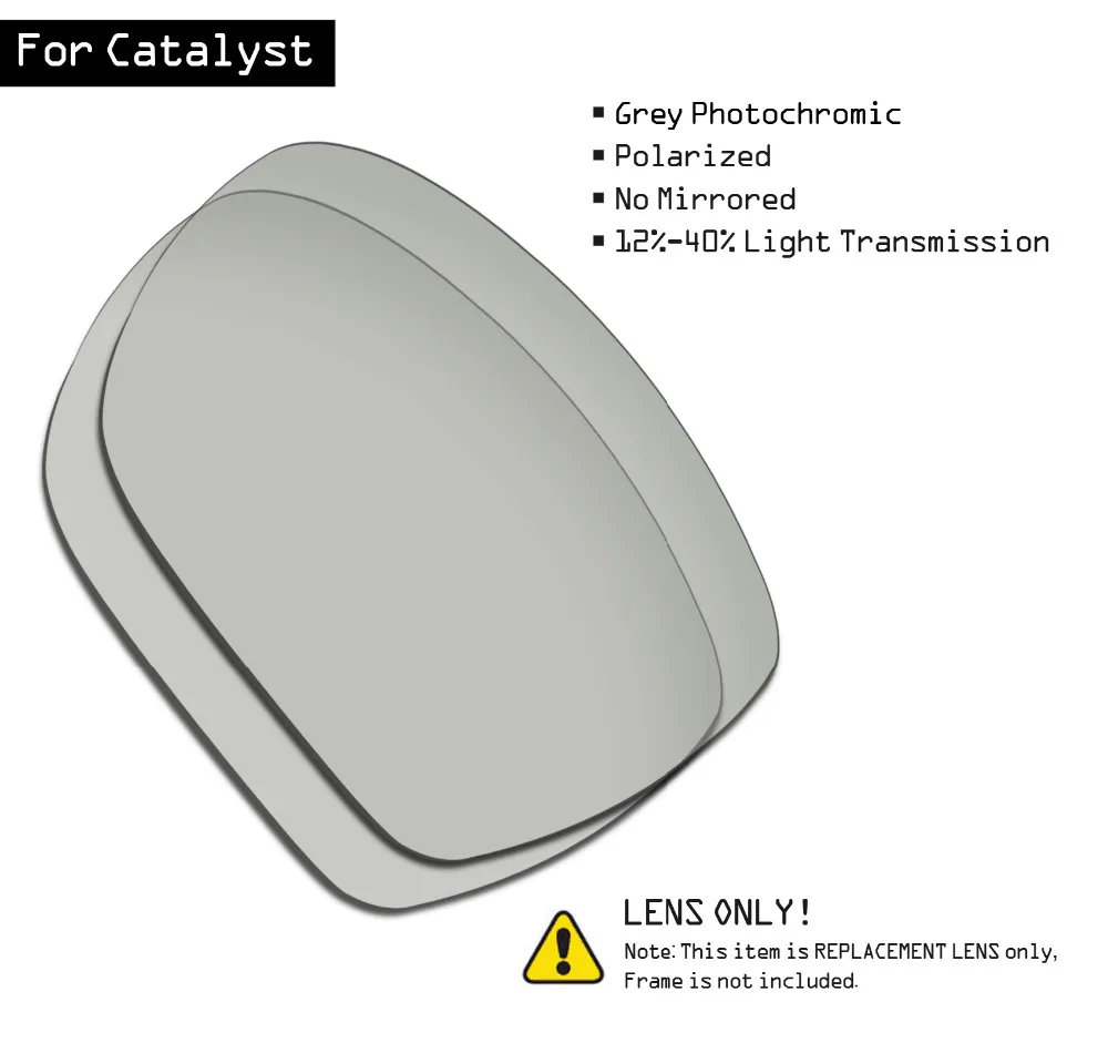 SmartVLT Polarized Sunglasses Replacement Lenses for Oakley Catalyst - Grey Photochromic