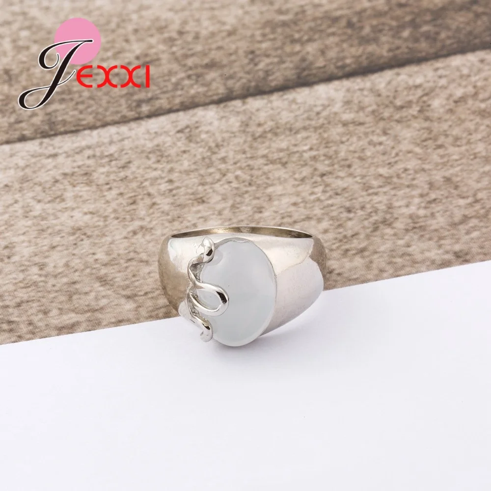 New Elegant White Oval Opal Stone Brand Pure 925 Sterling Silver Rings Beautiful Special Fine Jewelry Christmas Gifts