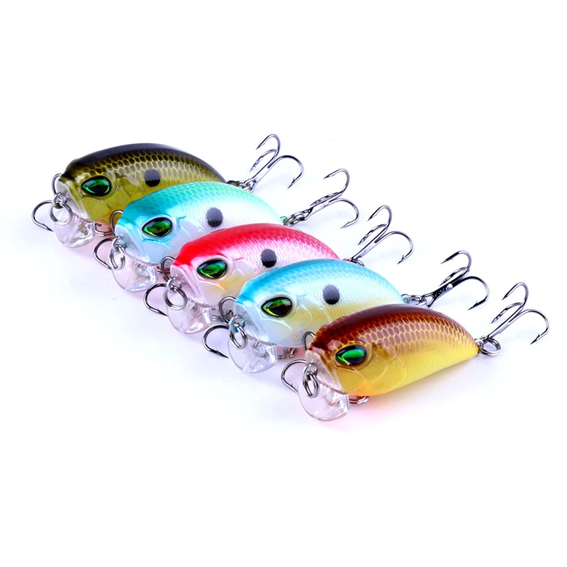 

5pcs/lot 8g Minnow Fishing Lure Crankbait Pesca Fishing Tackle With 3D Eyes Hook Sea Boat Fly Lure Fishing Set 5 Color